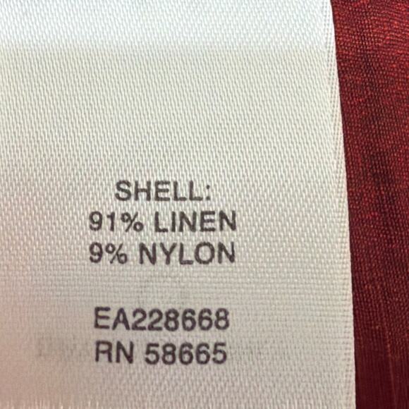 Classiques Entier Atelier Red Linen Jacket Ruffle Front Size L Designer Holiday - Picture 8 of 9